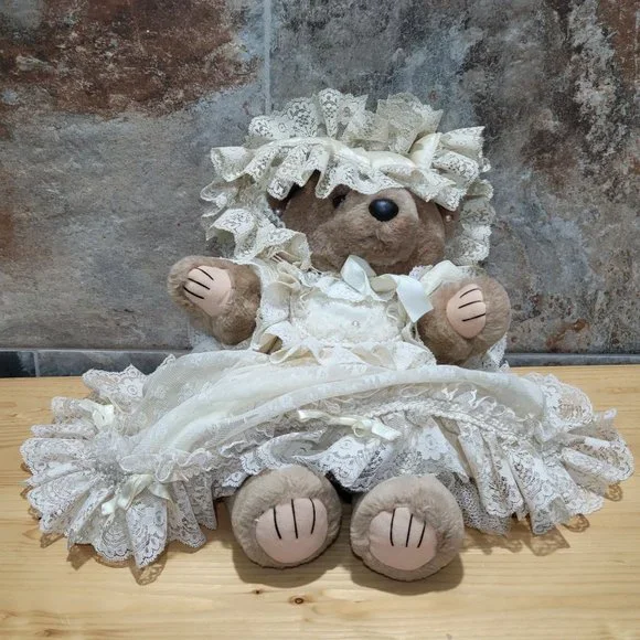 VTG Bearly People Victorian Lacey Dress Bear 1987